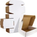 HORLIMER 6x4x3 inches Shipping Boxes Set of 25, White Corrugated Cardboard Box Literature Mailer